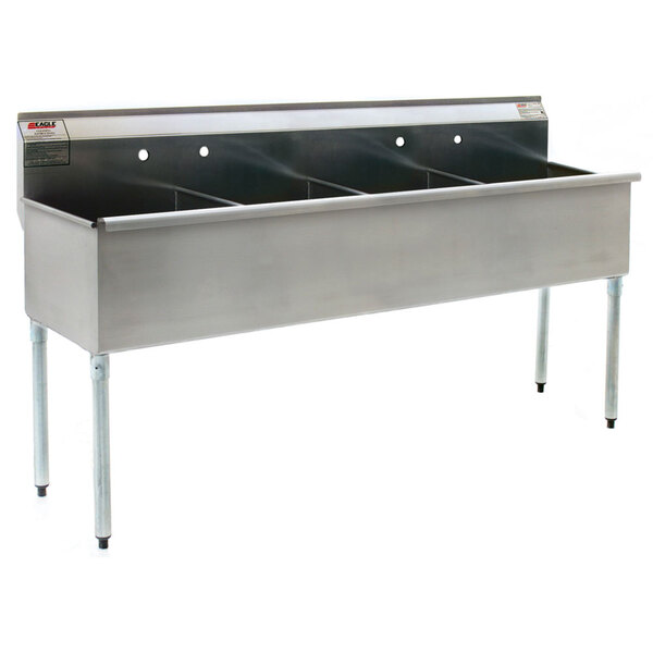 Eagle Group 2472-4-16/4 Four Compartment Stainless Steel Commercial Sink without Drainboard - 73 3/8"