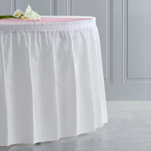 White Plastic Table Skirt 14' x 29"