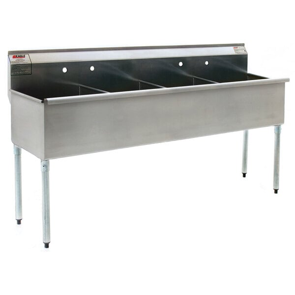 Eagle Group 2472-4-16/3 Four Compartment Stainless Steel Commercial Sink without Drainboard - 73 3/8"