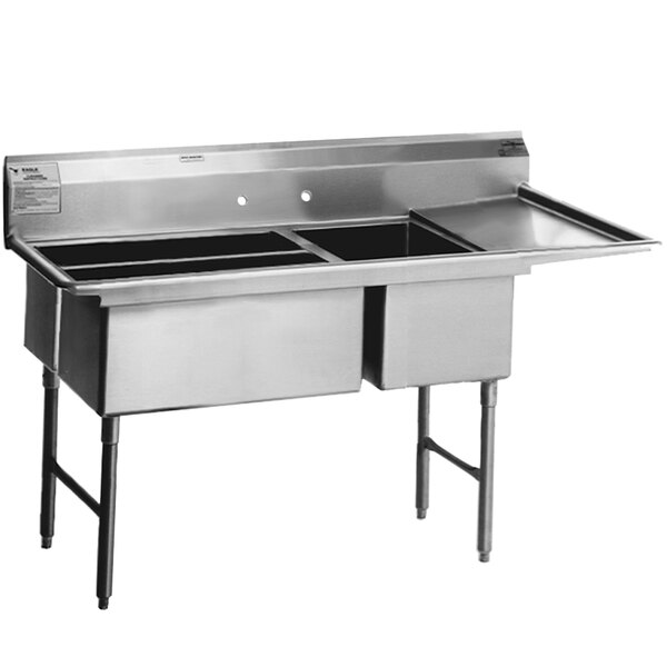 Eagle Group SFN3052-3-14/3 Two 32" x 14" Sideways and One 20" x 30" Regular Bowl Stainless Steel Spec-Master Commercial Compartment Sink