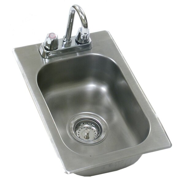 Eagle Group SR16-19-13.5-1 One Compartment Stainless Steel Drop-In Sink with Deck Mount Faucet and Gooseneck Nozzle - 16" x 20" x 13 1/2" Bowl