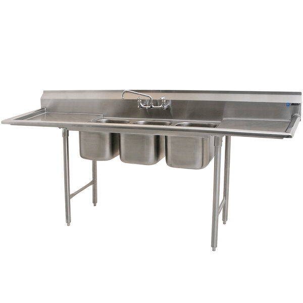 Eagle Group 310-10-3-24 Three Compartment Stainless Steel Commercial Sink with Two Drainboards - 84"