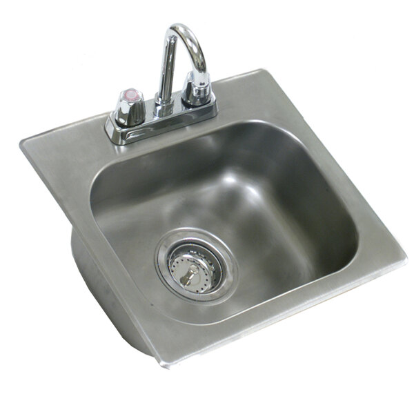 Eagle Group SR19-16-8-1 One Compartment Stainless Steel Drop-In Sink with Deck Mount Faucet and Swing Nozzle - 20" x 16" x 8" Bowl