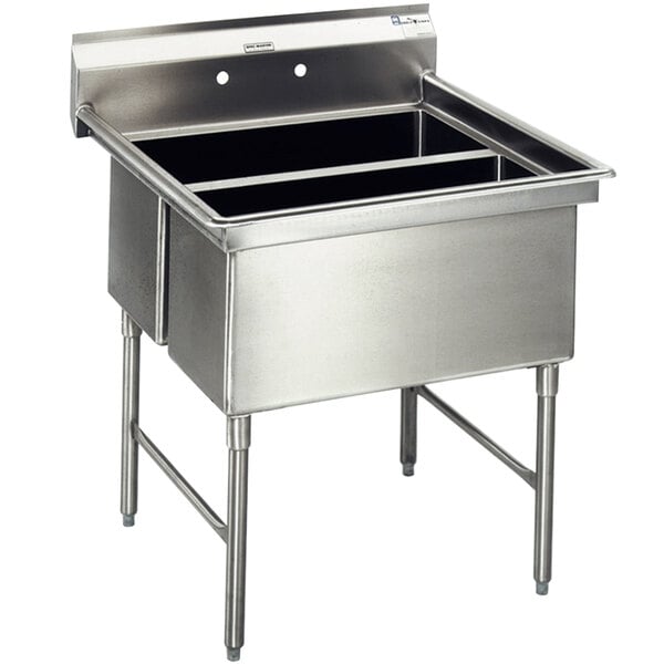 Eagle Group SFN2832-2-14/3 Two 32" x 14" Sideways Bowl Stainless Steel Spec-Master Commercial Compartment Sink