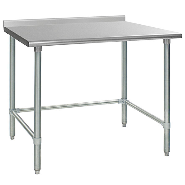 Eagle Group UT2448GTB 24" x 48" Open Base Stainless Steel Commercial Work Table with 1 1/2" Backsplash