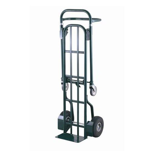 Harper DTT18648A 2-Position 800 lb. Convertible Hand / Platform Truck with 10" x 2" Solid Rubber Wheels and 5" Urethane Casters