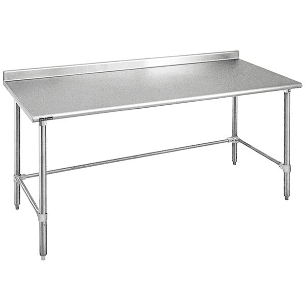 Eagle Group UT2472GTB 24" x 72" Open Base Stainless Steel Commercial Work Table with 1 1/2" Backsplash