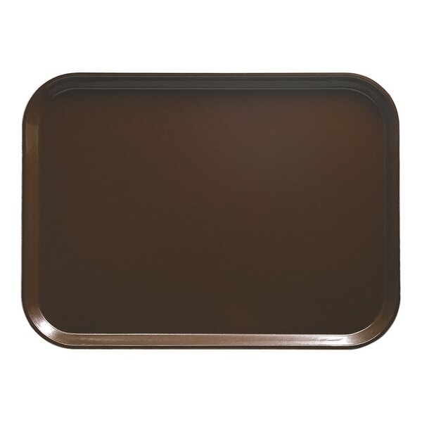 A rectangular brown tray with a black border.