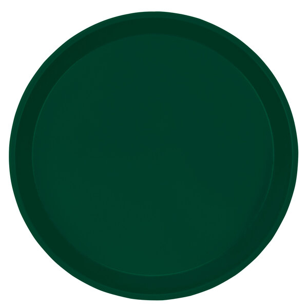 A round green Cambro fast food tray.