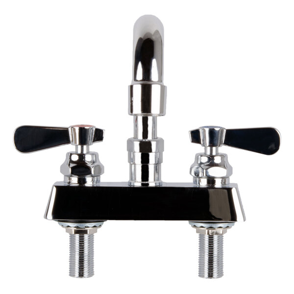 Deck Mount Faucet with 12" Swing Nozzle, 4" Centers, and Lever Handles