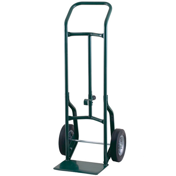 Harper 52DAK19 Continuous Handle 600 lb. Steel Hand / Drum Truck with Chime Hook and 10" x 3 1/2" Pneumatic Wheels