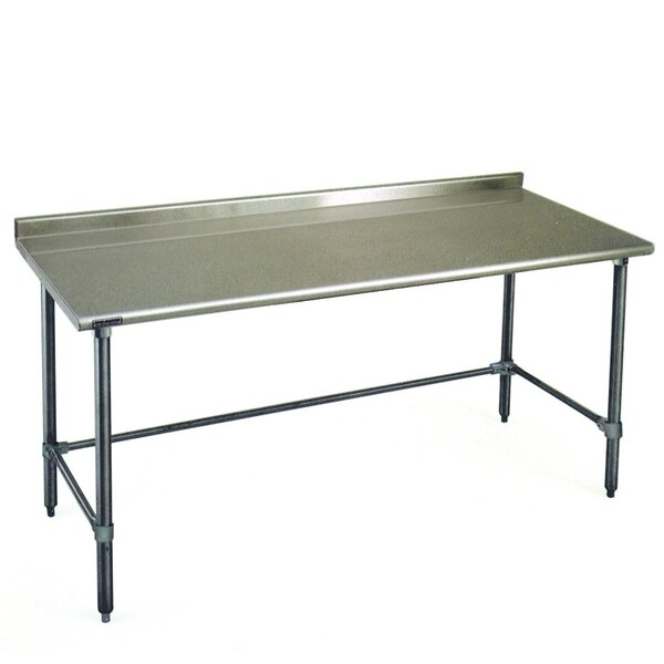 Eagle Group UT3084GTEB 30" x 84" Open Base Stainless Steel Commercial Work Table with 1 1/2" Backsplash