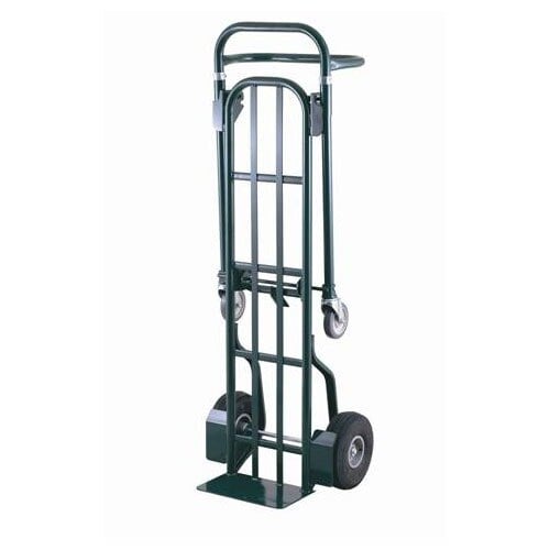 Harper DTT11648A 2-Position 800 lb. Convertible Hand / Platform Truck with 10" x 3 1/2" Solid Rubber Wheels and 5" Urethane Casters