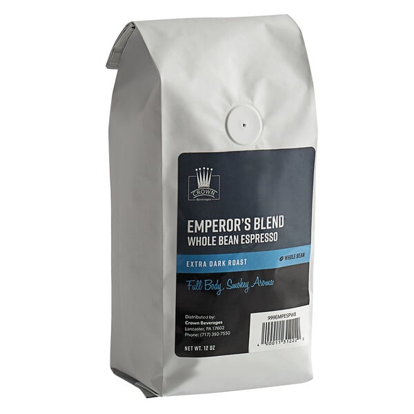 Crown Beverages Emperor's Blend Whole Bean Espresso 12 oz. - 6/Case