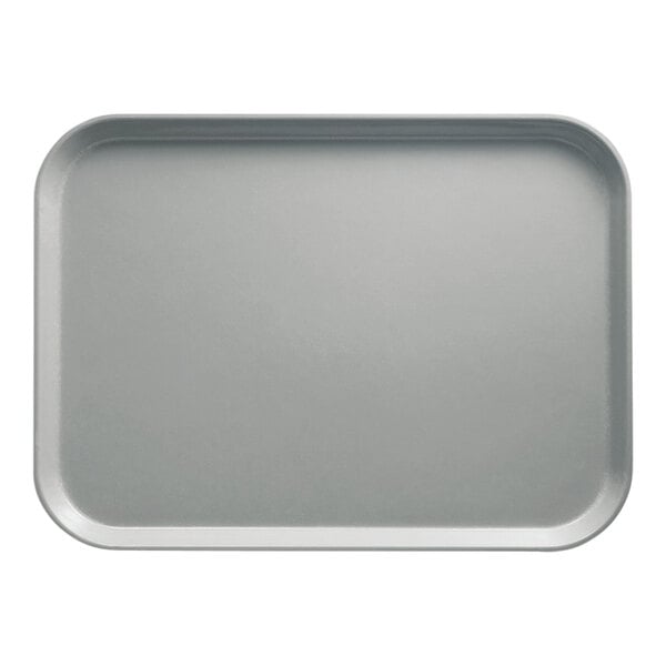 A rectangular taupe Cambro tray with a gray top.