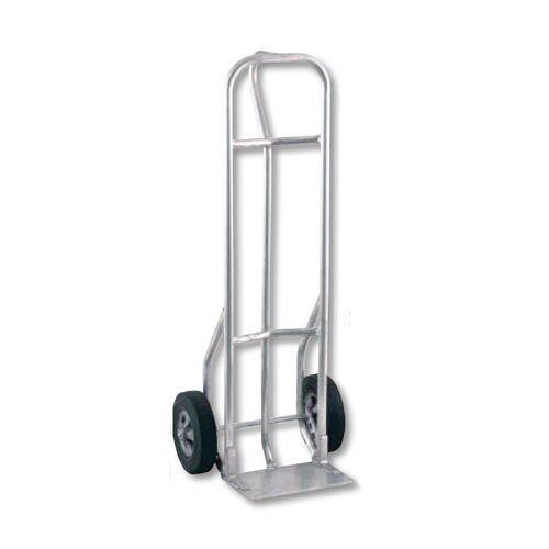 A silver Harper hand truck with black wheels.