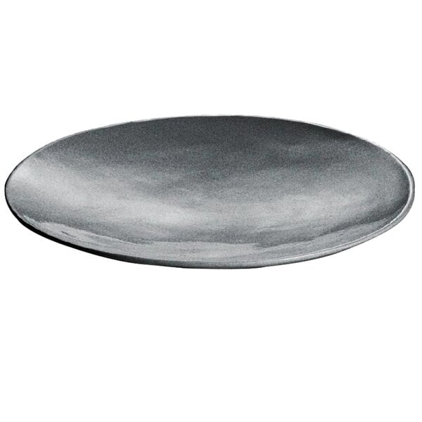A granite cast aluminum round flared platter on a white background.