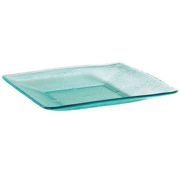 A jade square polycarbonate plate with a textured edge.