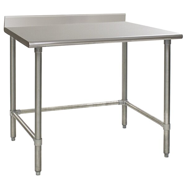 Eagle Group T3060GTB-BS 30" x 60" Open Base Stainless Steel Commercial Work Table with 4 1/2" Backsplash
