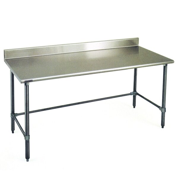 Eagle Group T3672GTEB-BS 36" x 72" Open Base Stainless Steel Commercial Work Table with 4 1/2" Backsplash