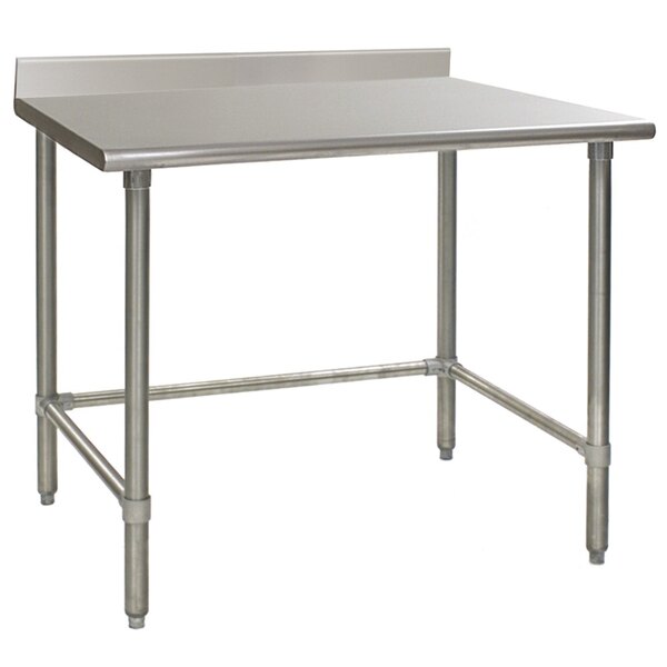 Eagle Group T2448GTE-BS 24" x 48" Open Base Stainless Steel Commercial Work Table with 4 1/2" Backsplash