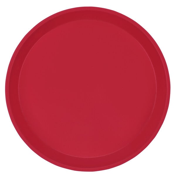 A red fiberglass tray with a white background.