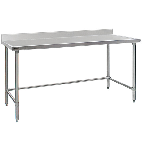 Eagle Group T2472GTEM-BS 24" x 72" Open Base Stainless Steel Commercial Work Table with 4 1/2" Backsplash