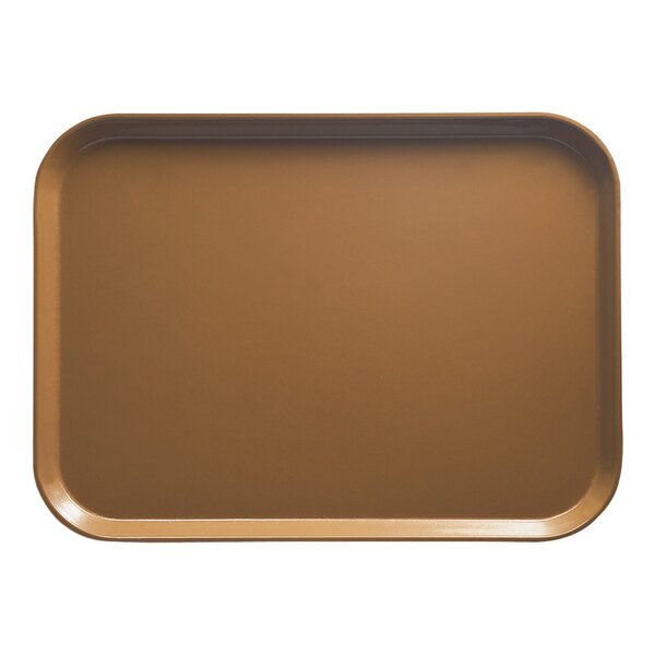 A close-up of a brown rectangular Cambro tray.