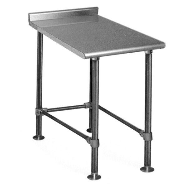 An Eagle Group stainless steel rectangular filler table with metal legs.