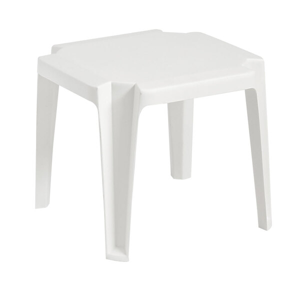 A white Grosfillex low table with a small top.