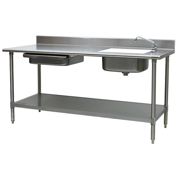 Eagle Group PT 3072 Stainless Steel Prep Table with Sink, Drawer
