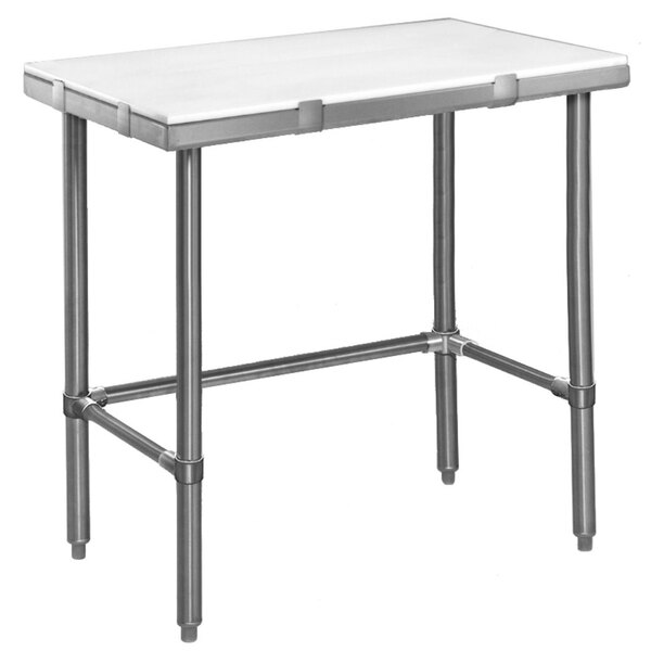 Eagle Group CT2436S 24" x 36" Poly Top Stainless Steel Cutting Table - Open Base