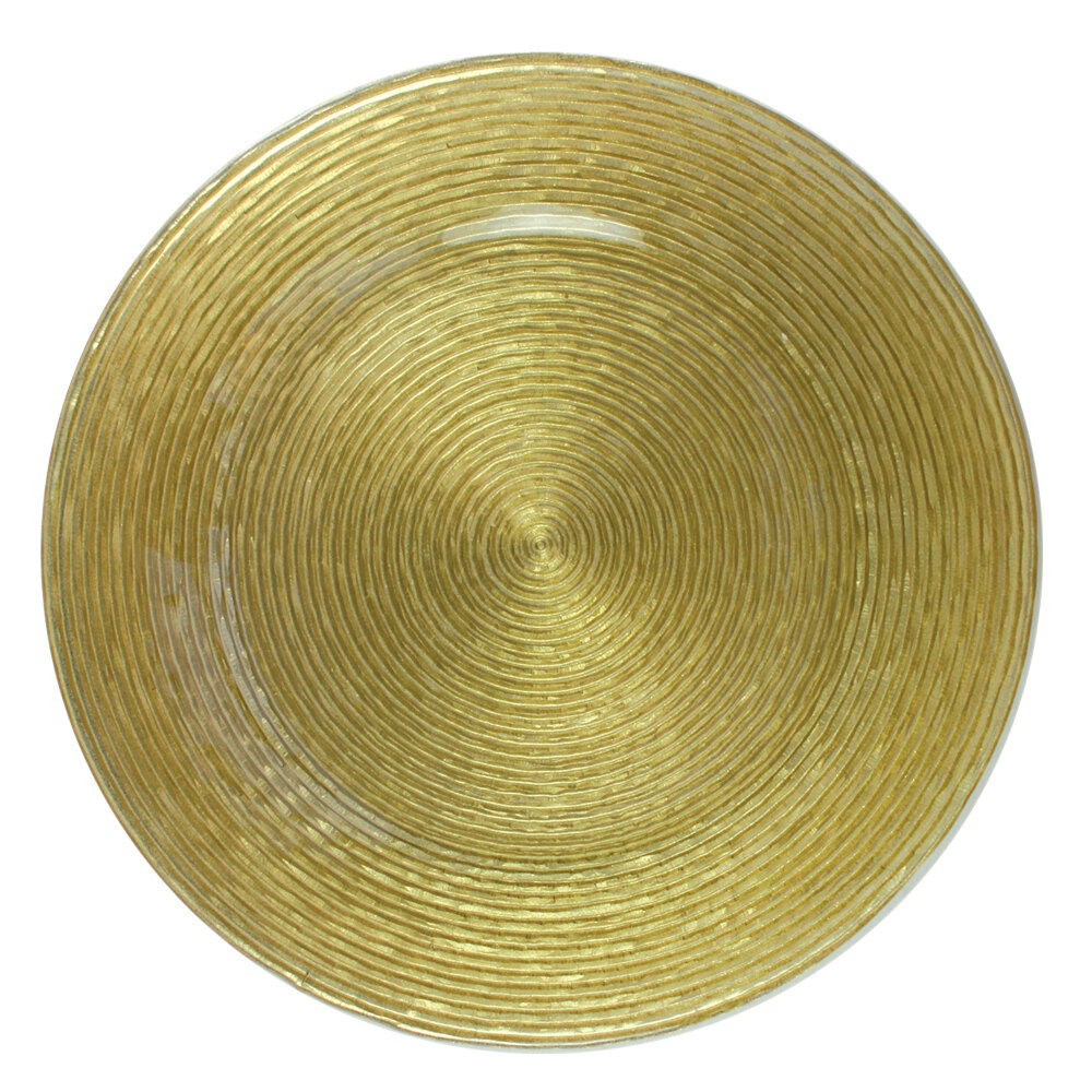 The Jay Companies 13" Round Circus Gold Glass Charger Plate