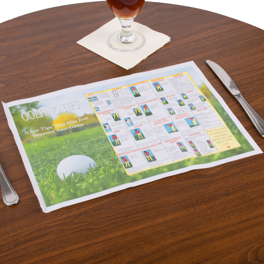 Hoffmaster 310630 10" x 14" Golf Design Paper Placemat 1000/Case