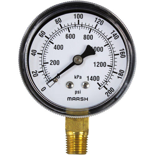 All Points 621020 Pressure Gauge; 0 200 PSI; 1/4" MPT Bottom Mount