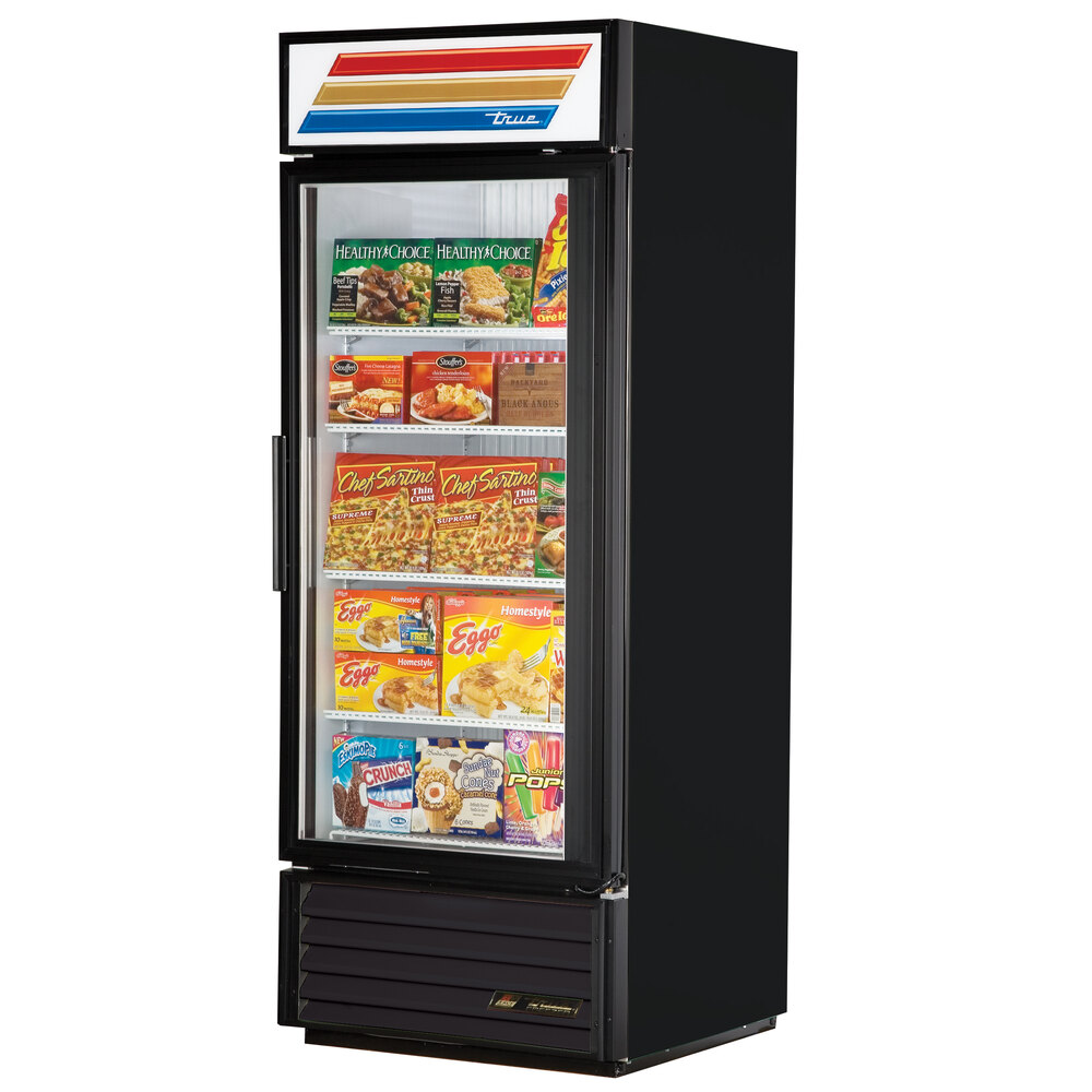 True GDM26FLD Black Glass Door Merchandiser Freezer with LED Lighting