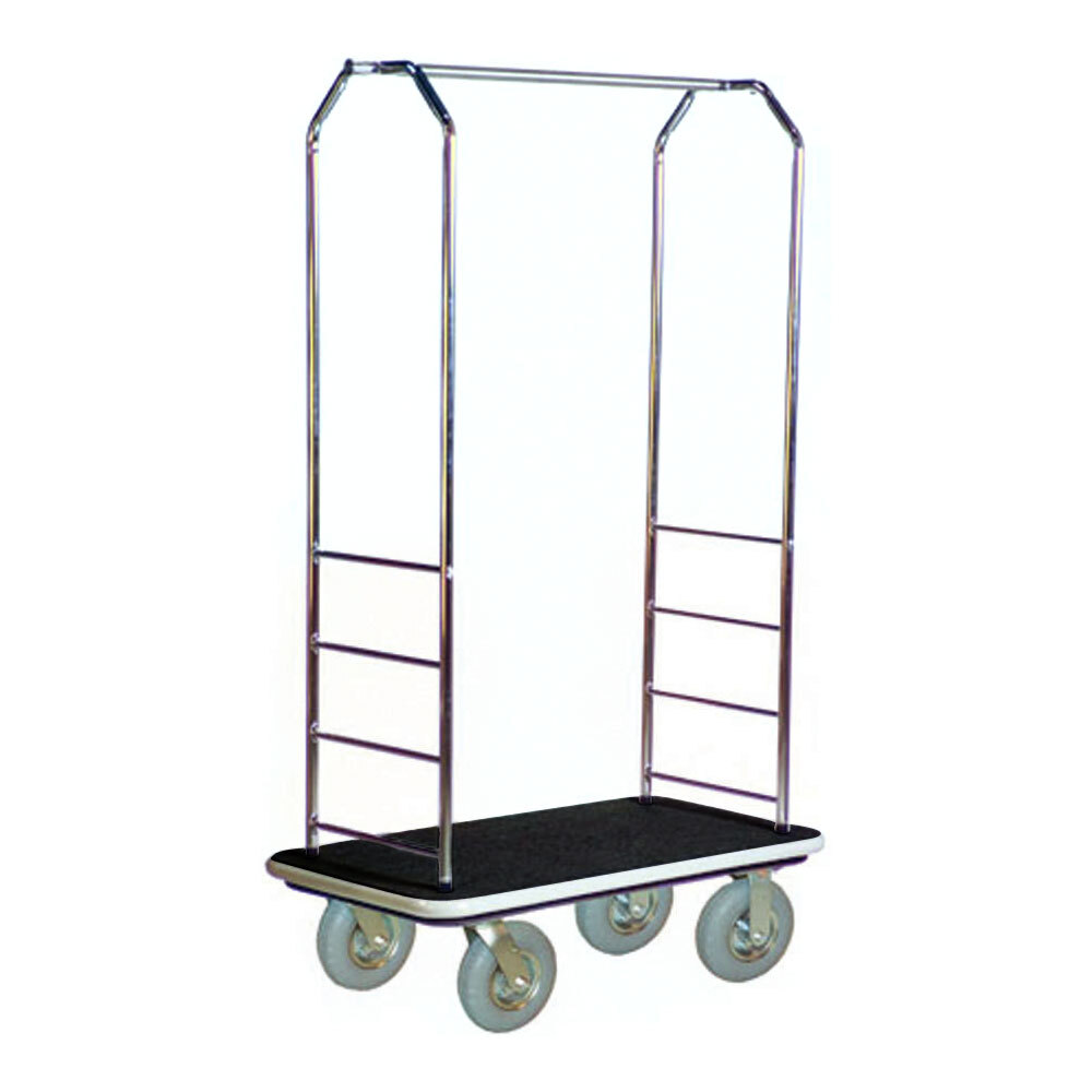 CSL 2000GY020 Chrome Finish Bellman's Cart with Rectangular Black