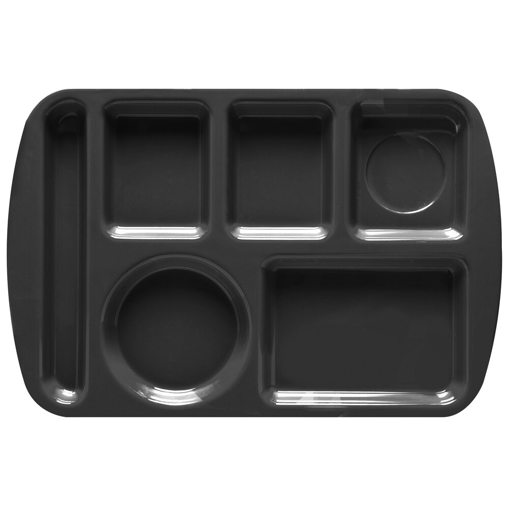 get-tl-151-black-melamine-9-1-2-x-14-3-4-left-hand-6-compartment-tray
