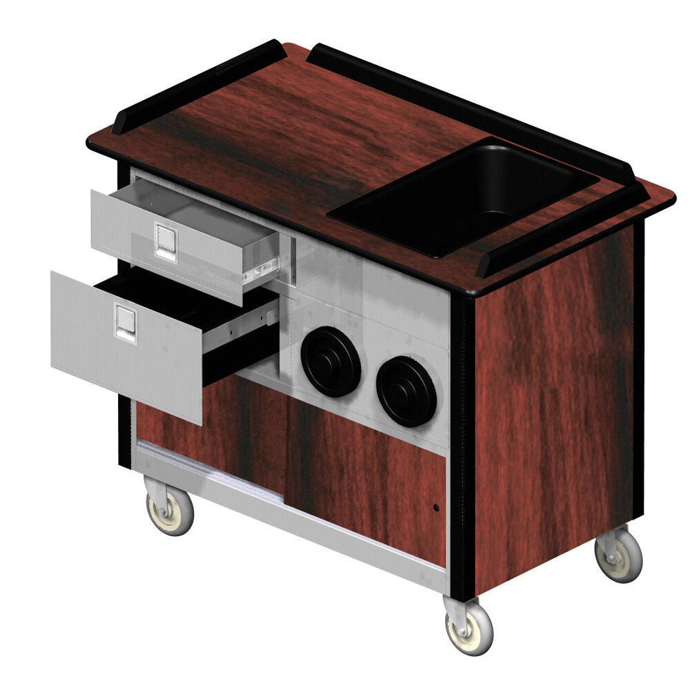 Lakeside 69010 Stainless Steel Beverage Service Cart with 2 Drawers, 2