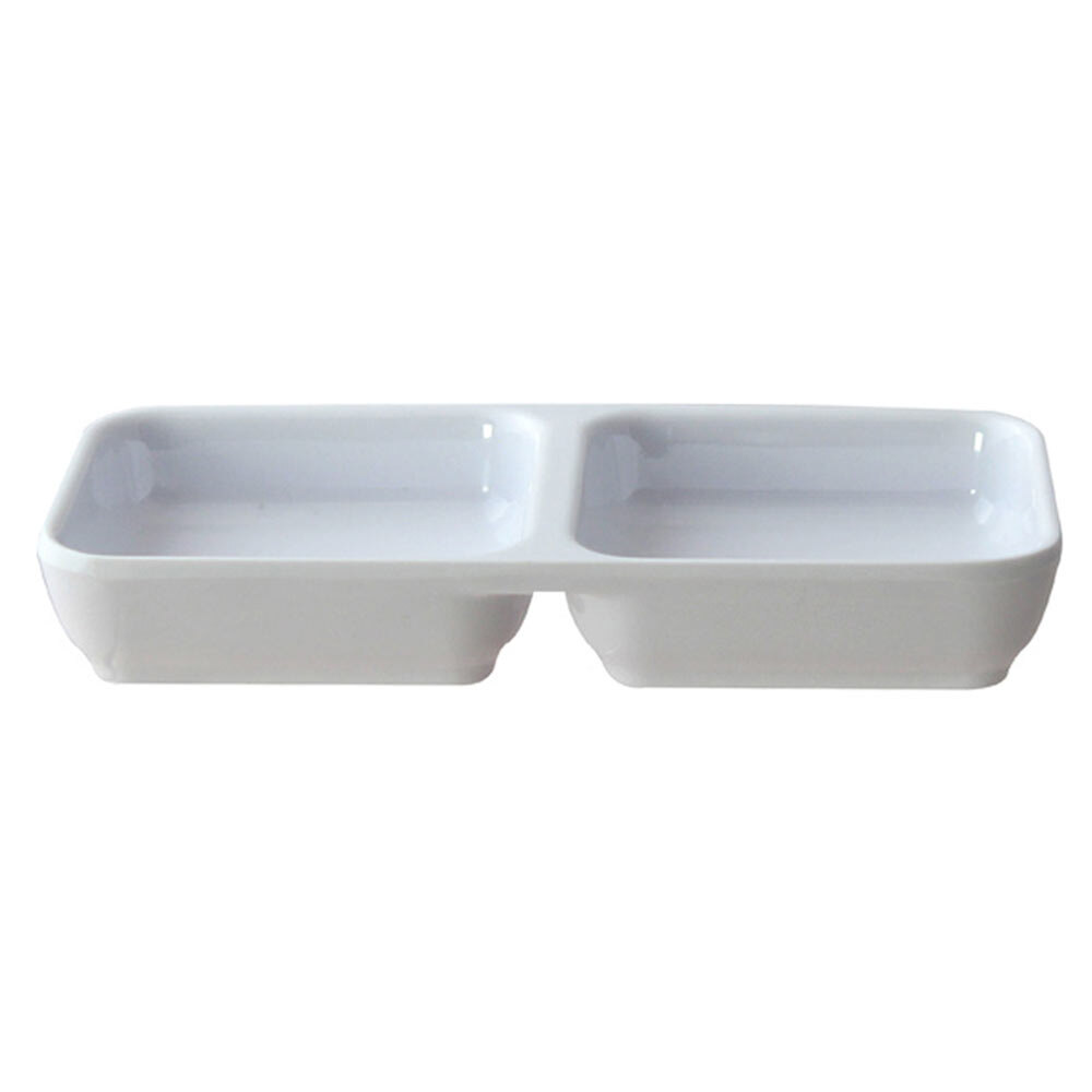 Thunder Group 19002WT Classic White 4 oz. Rectangular Melamine Two