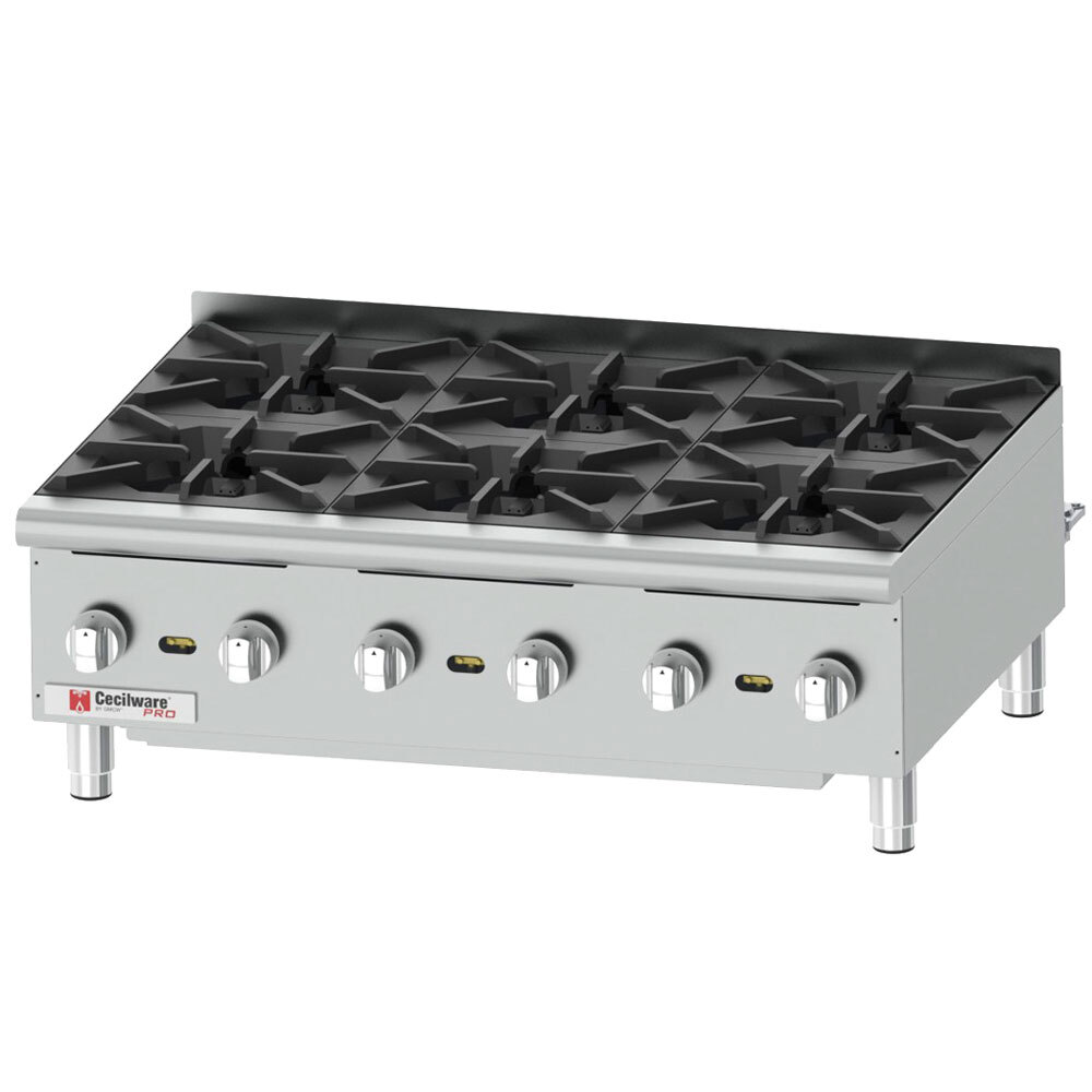 Cecilware Pro HPCP636 36" Six Burner Gas Hot Plate 132,000 BTU