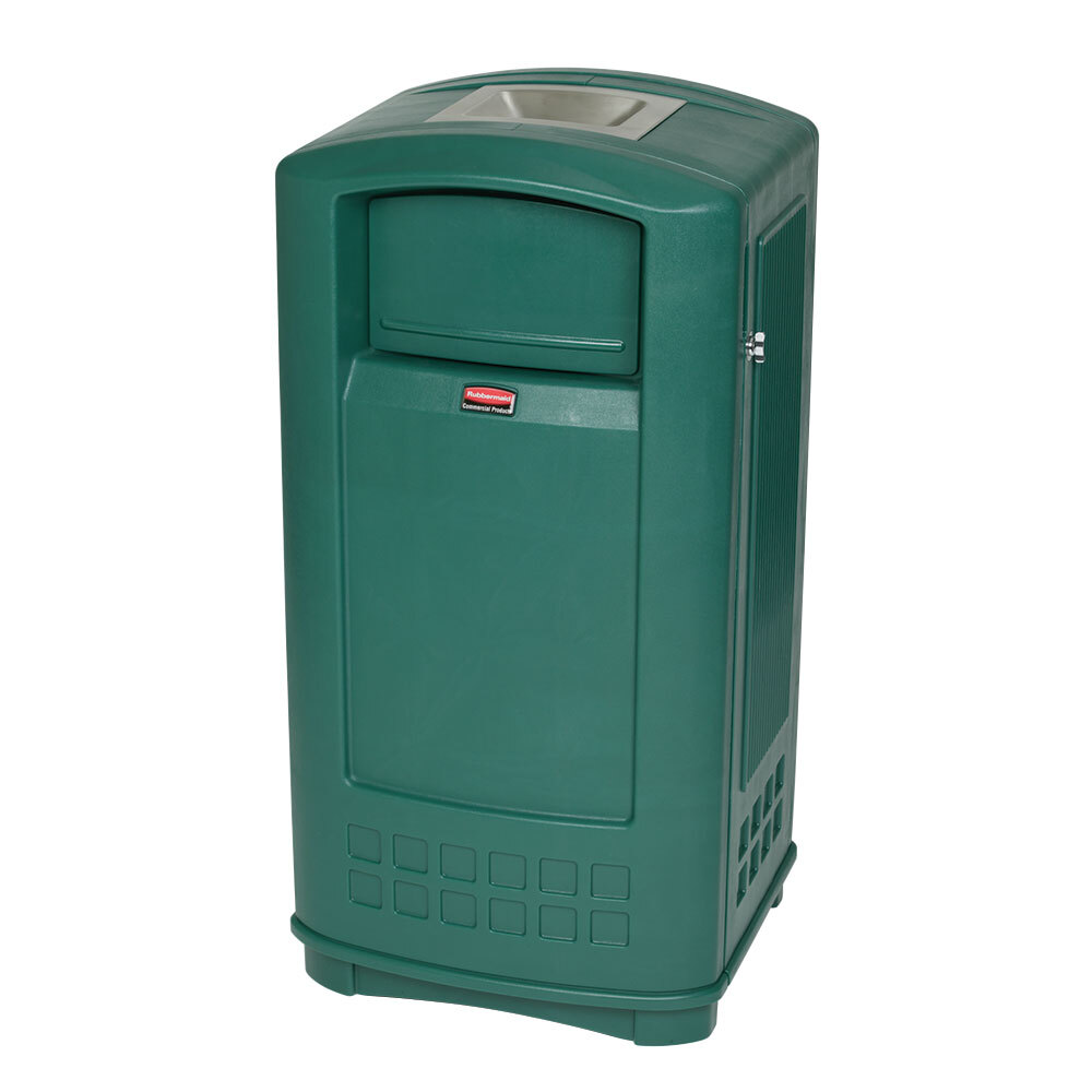 Rubbermaid FG9P9100DGRN Plaza Dark Green Junior Container with Side