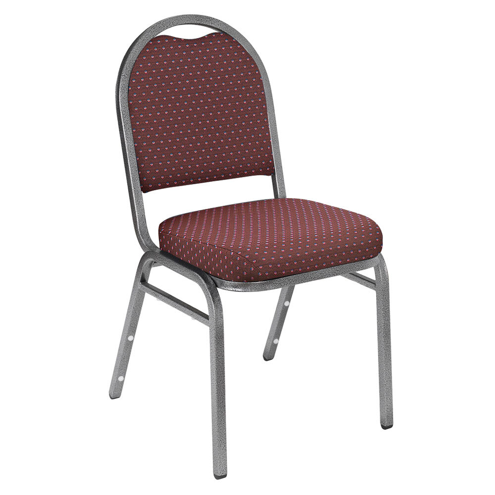 national public seating 9268sv dome style stack chair with 2" padded seat  silvervein metal frame and diamond burgundy fabric upholstery