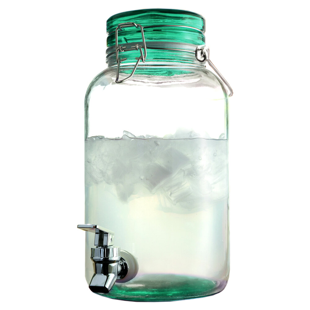 Jay Imports 1 Gallon Style Setter Green Round Mason Glass Beverage