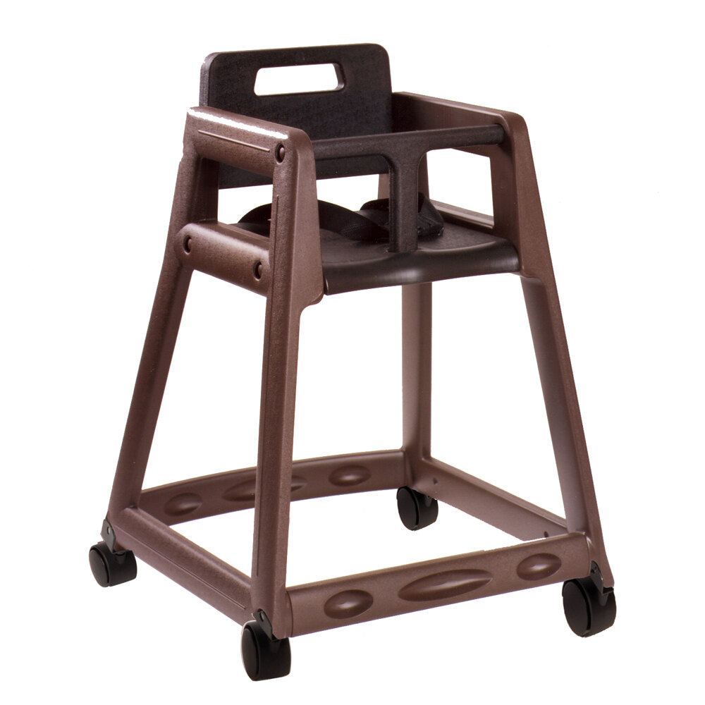 Koala Kare KB85009W Brown Assembled Stackable Plastic High Chair with Casters