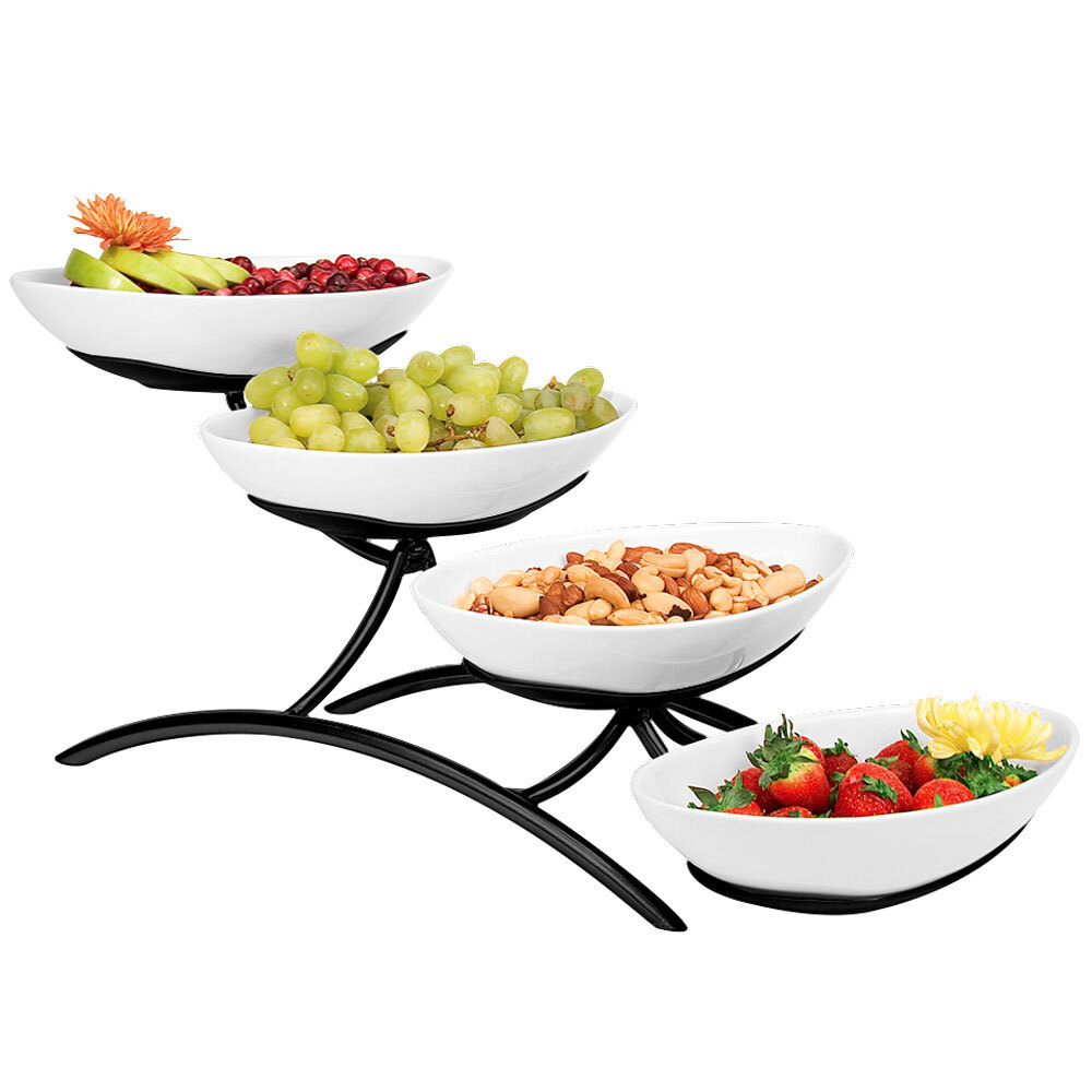CalMil PP200013 Prestige Black Four Tier Wire Stand with Oval