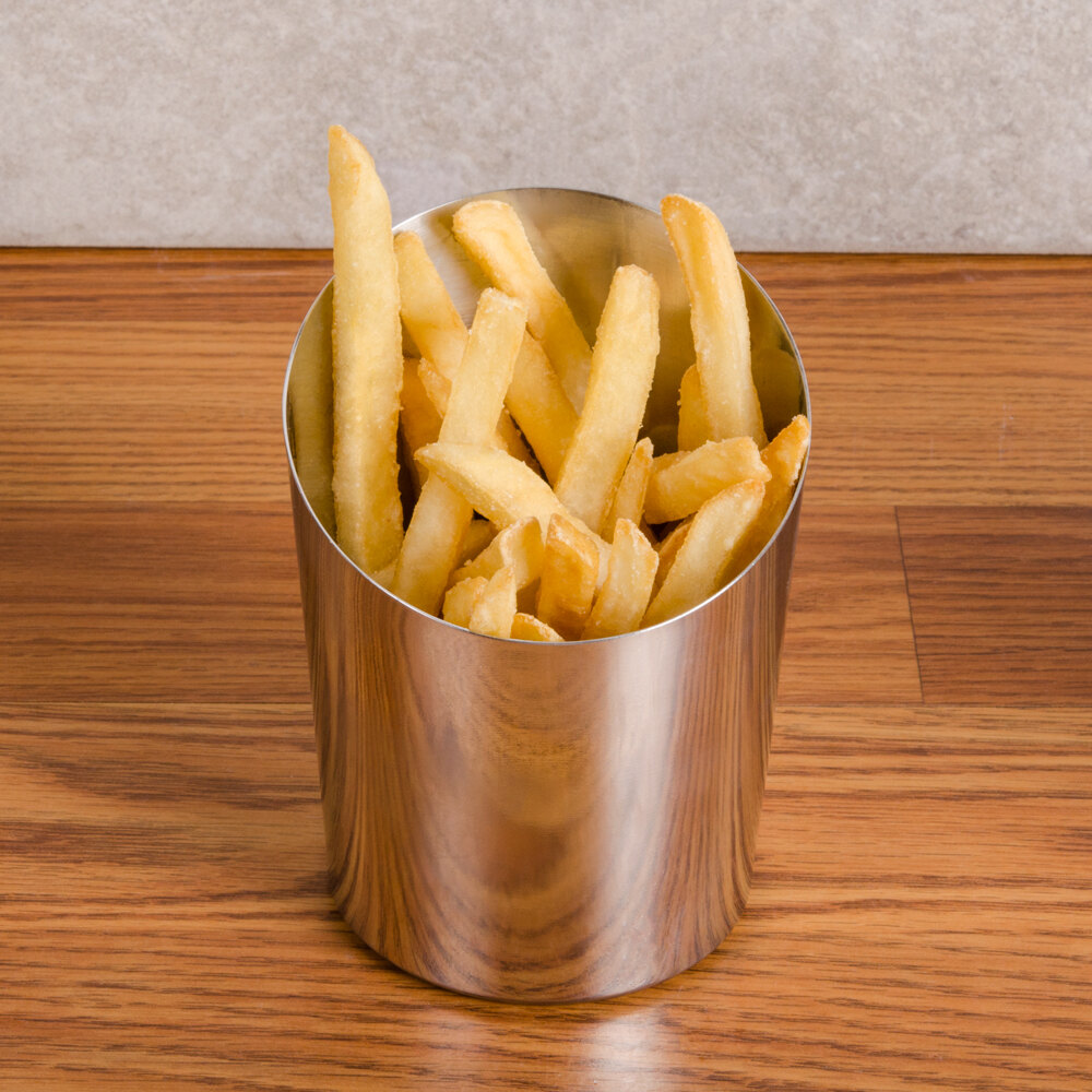 Angled Stainless Steel French Fry Cup 4"