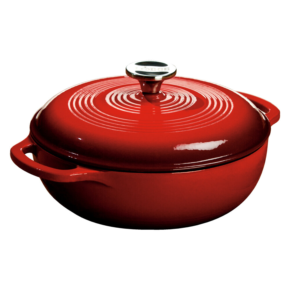 Lodge EC3D43 3 Qt Island Spice Red Color Enamel  Dutch Oven