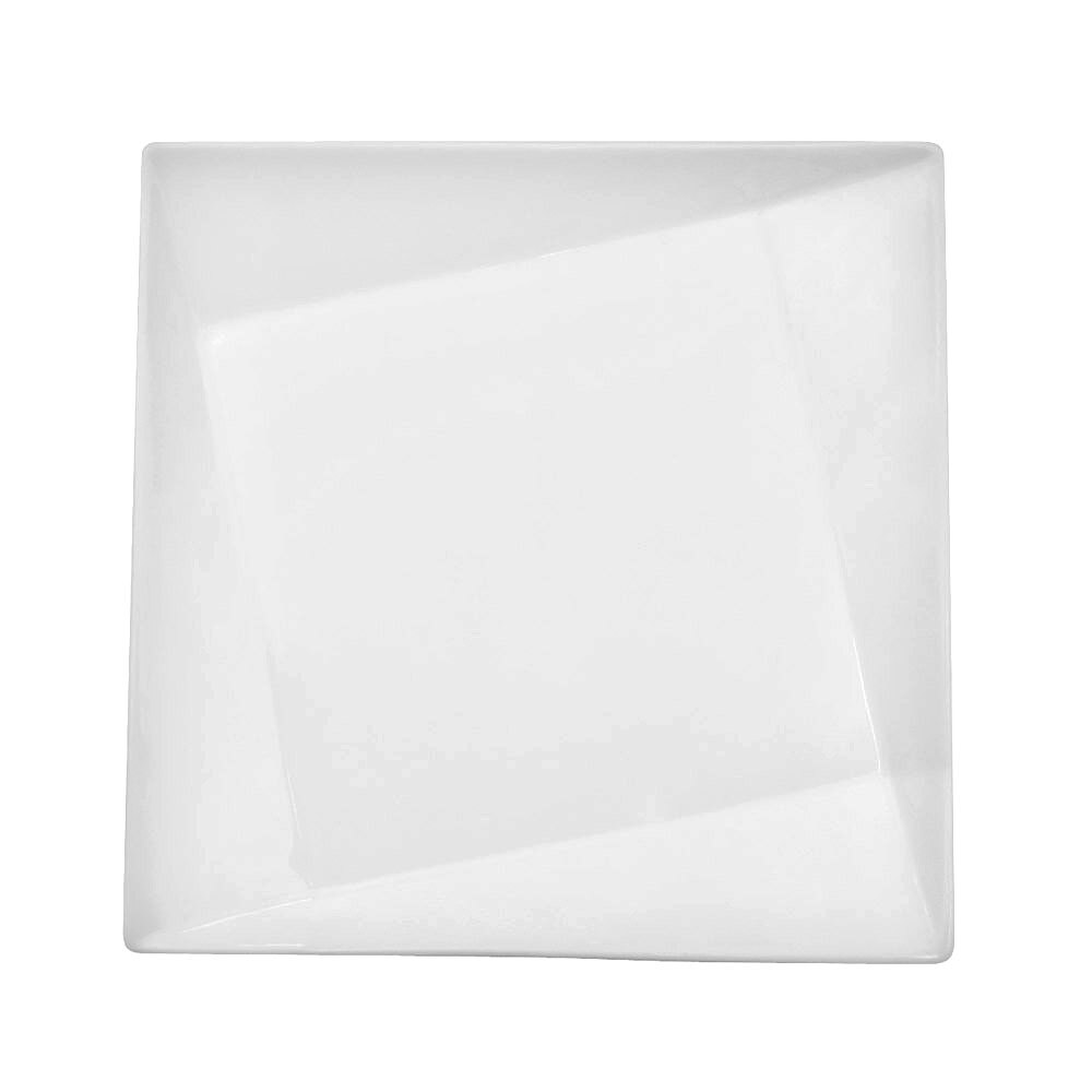 CAC QZT210 Crystal 10" Bright White Square Porcelain Plate 12/Case