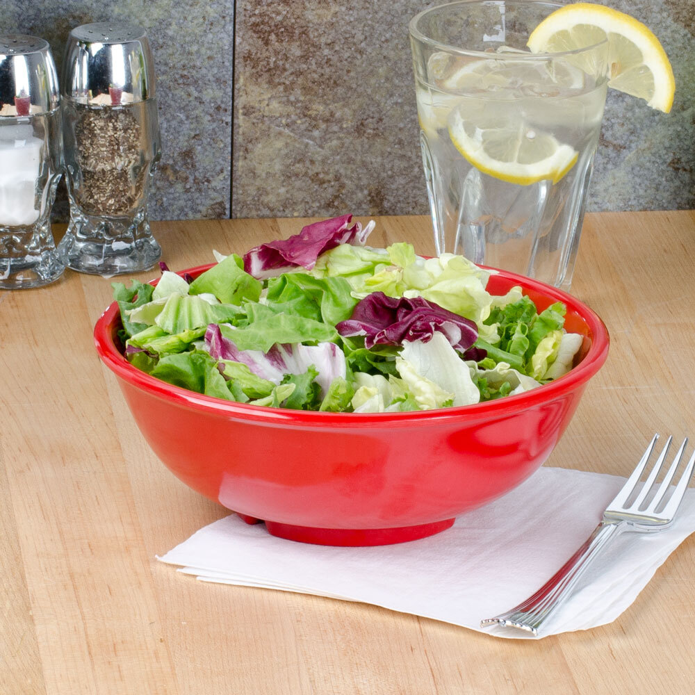 Thunder Group CR5807PR Pure Red 32 oz. Melamine Salad Bowl 12/Pack